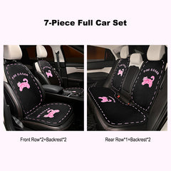 Cute Cat Car Seat Cushion – Creative Cartoon Plush Winter Non-Slip Warm Seat Cover 7-Piece Full Car Set